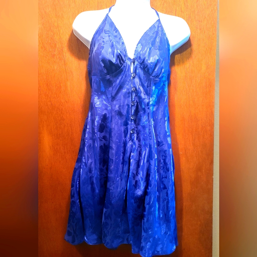 Me 2 stunning dark blue silk like chemise slip/lingerie szM